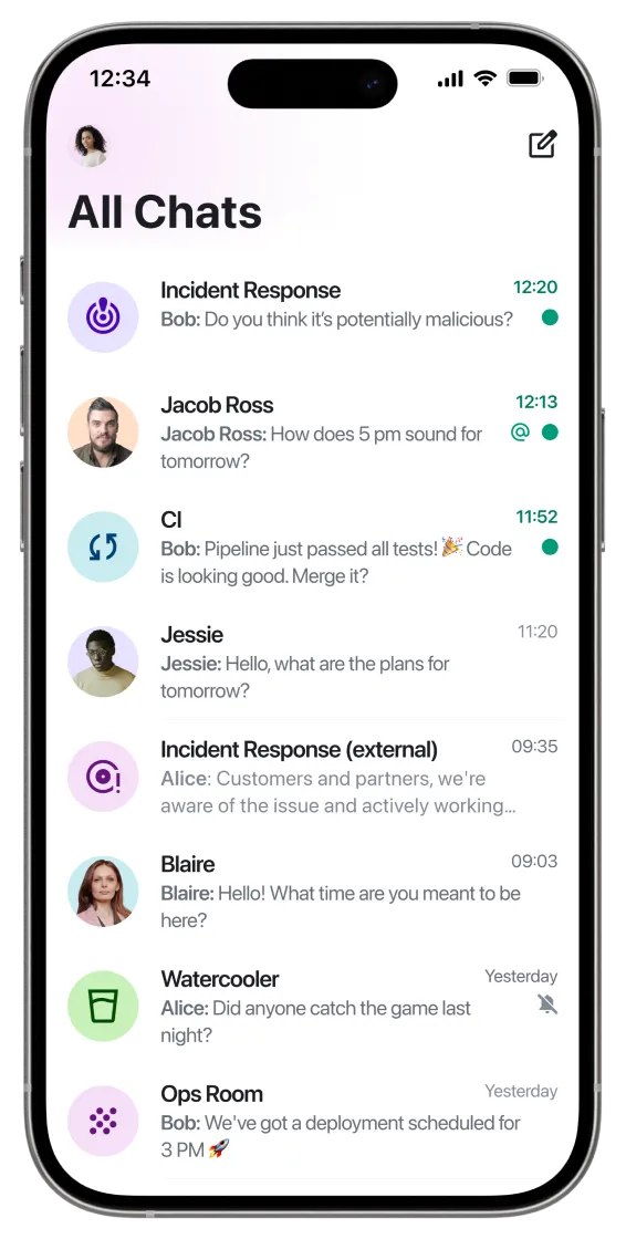 Element light-theme chat list illustration